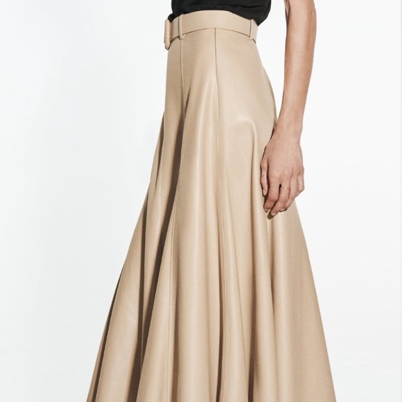 ZARA Tan Faux Leather A Line Skirt NWT - Picture 1 of 12